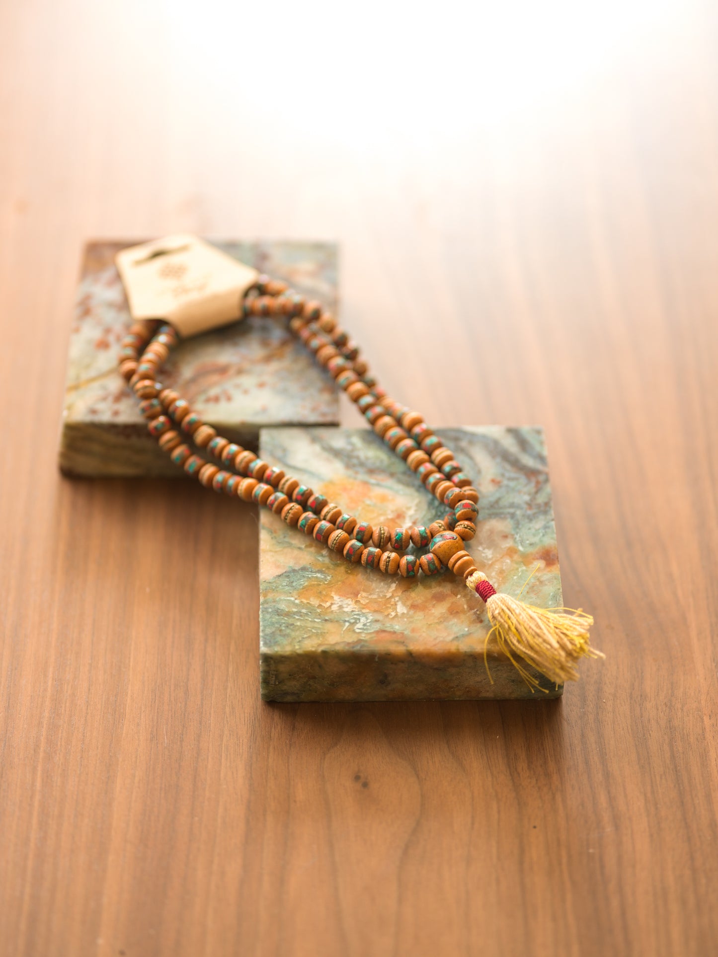 Sandalwood and Brass Mala Beads