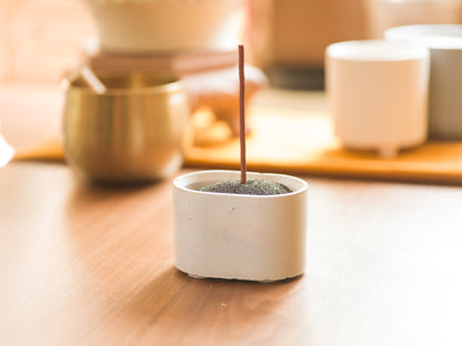 Oval Concrete Incense Burner - Made at Sangha House