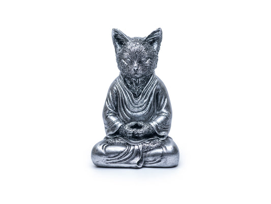 Cat Buddha Statue - Silver