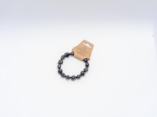 Skull Bead Mala Bracelet – Black Tibetan Howlite