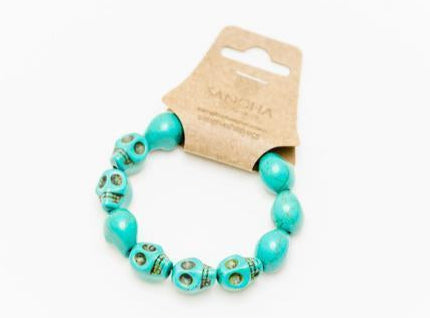 Skull Bead Mala Bracelet – Turquoise Tibetan Howlite
