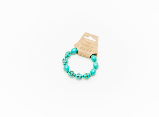 Skull Bead Mala Bracelet – Turquoise Tibetan Howlite