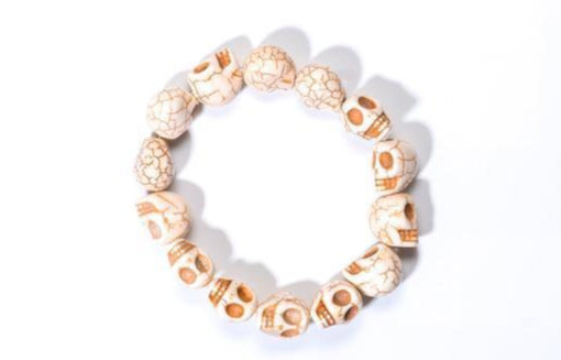 Skull Bead Mala Bracelet – White Tibetan Howlite