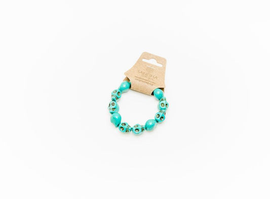 Skull Mala Bracelet - Turquoise Tibetan Howlite - Stay Cool, Stay Grounded