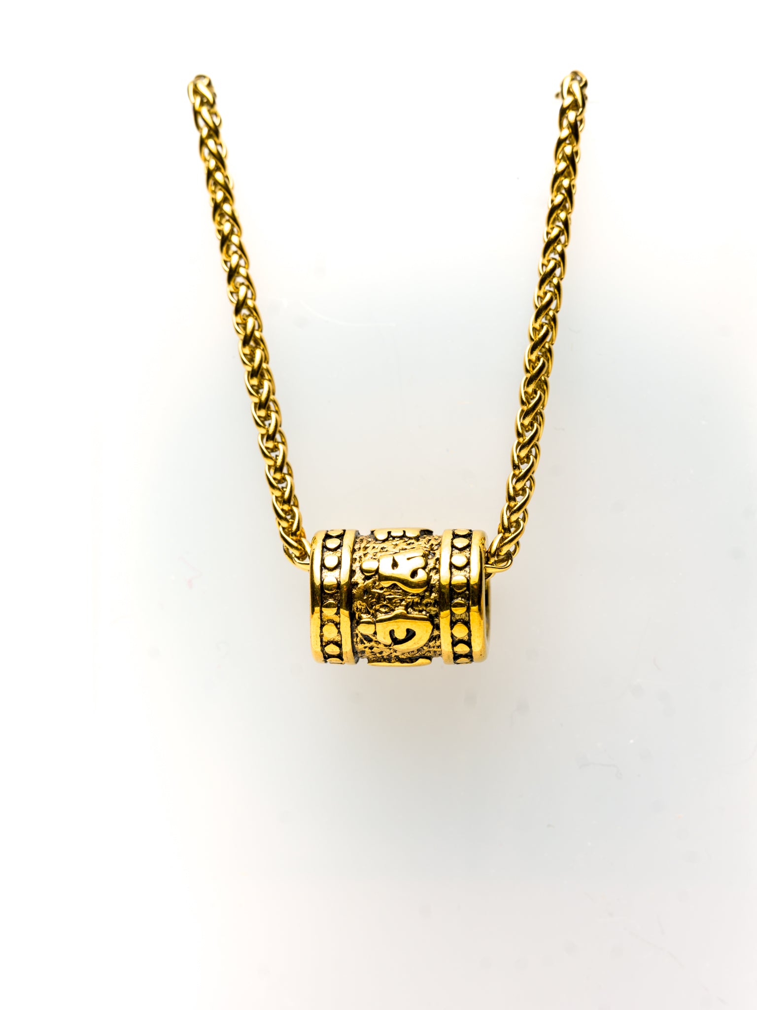 Tibetan Prayer Wheel Necklace (Gold)