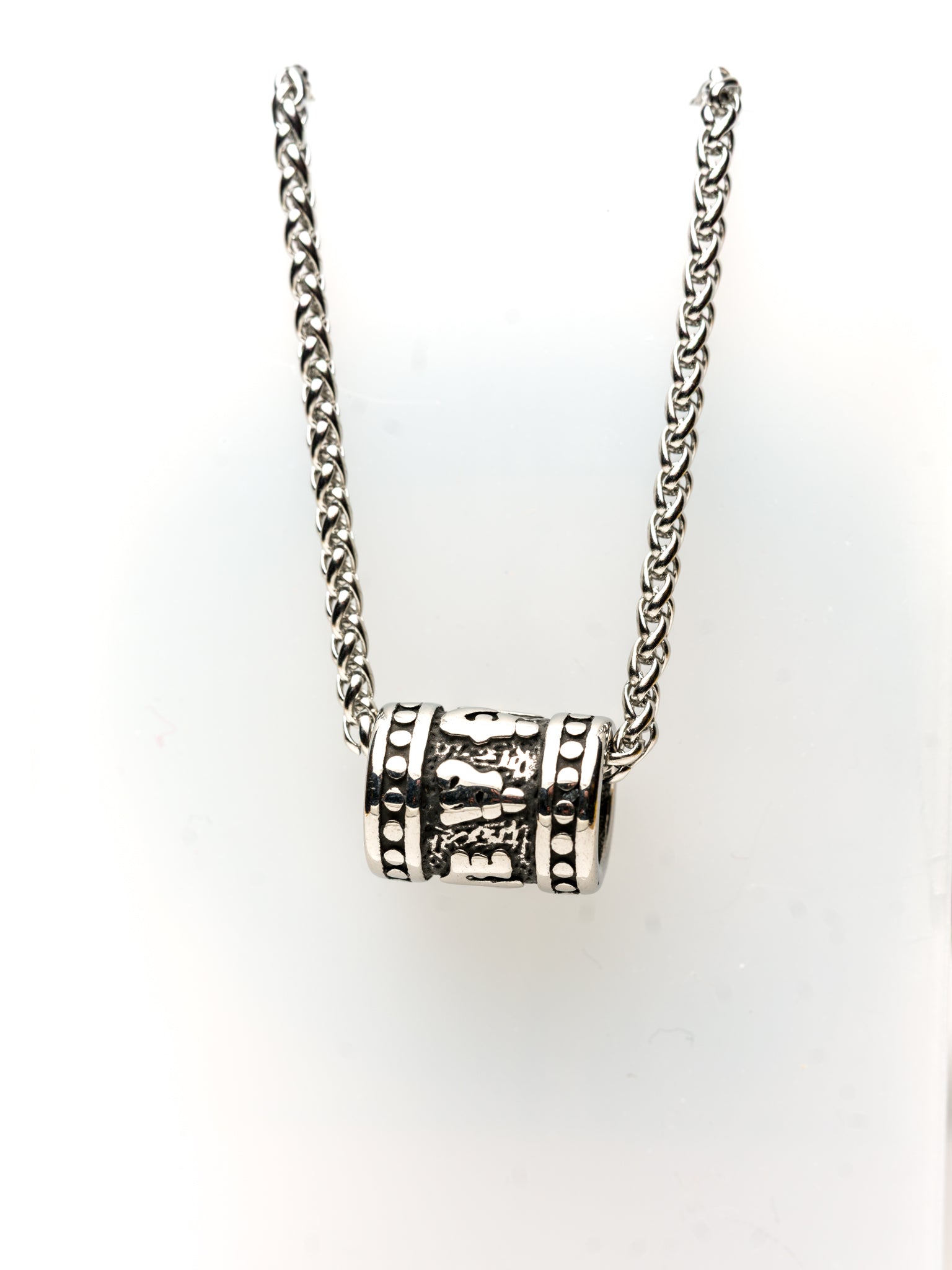 Tibetan Prayer Wheel Necklace (Silver)