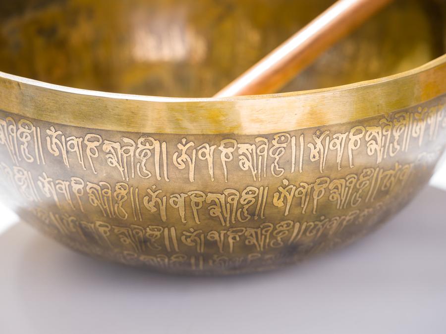 Tibetan Singing Bowl decorated with "Om Mani Padme Hum" | Handcrafted & Mindful Products
