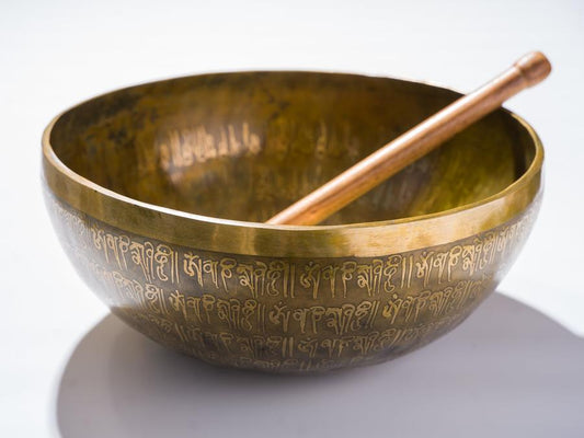 Tibetan Singing Bowl decorated with "Om Mani Padme Hum" | Handcrafted & Mindful Products