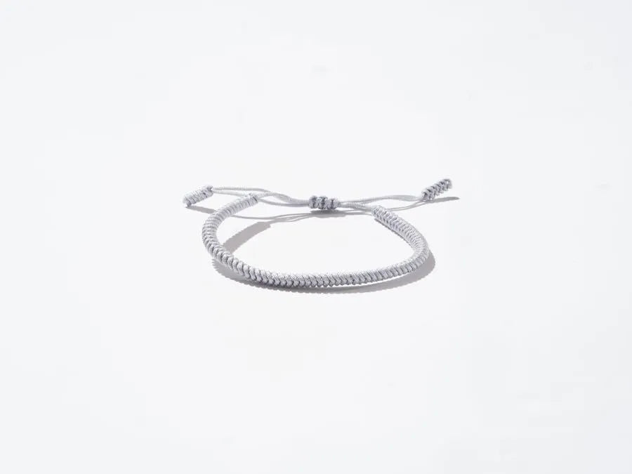 White Woven String Bracelet - Handmade at Sangha House