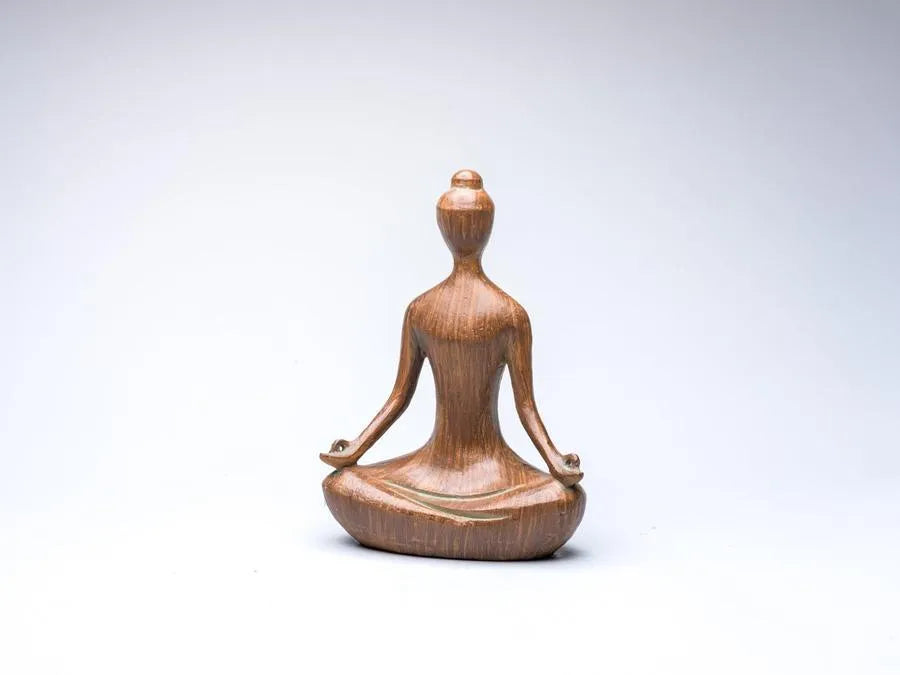 Woodgrain Buddha Statue (Resin) - Handcrafted at Sangha House