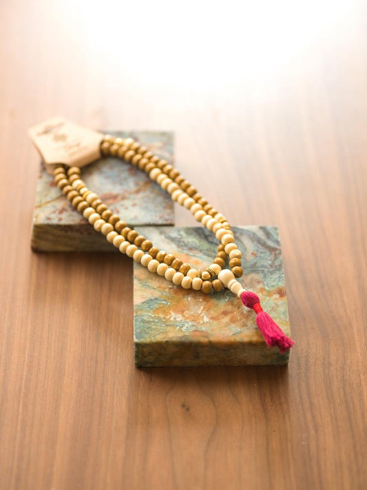 Yak Bone and Brass Mala Beads
