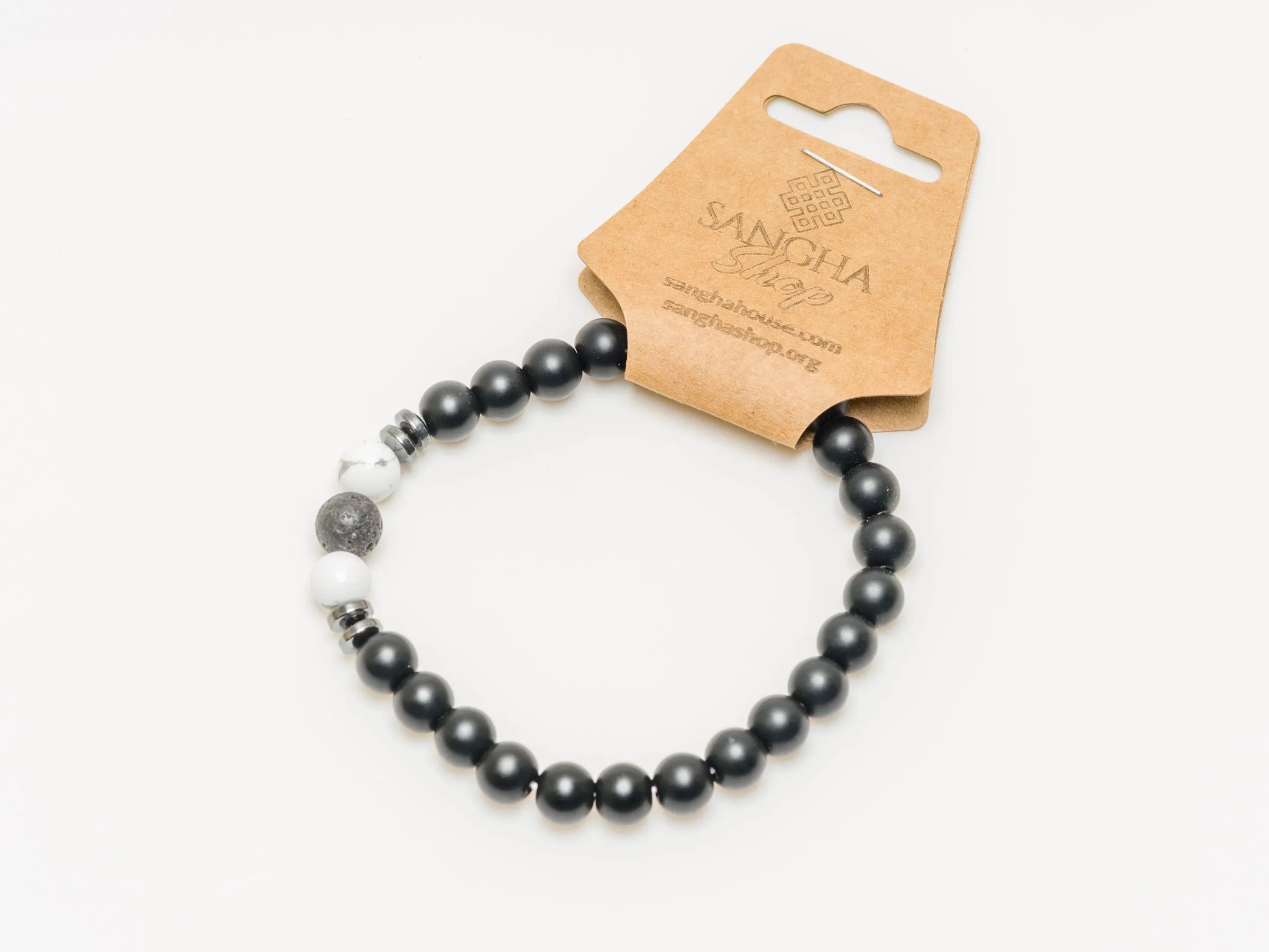 Black & White Hematite Mala Bracelet