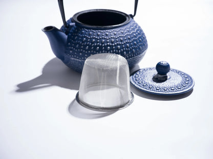 Blue Cast Iron Japanese Teapot – 27oz Enamel with Infuser & Trivet