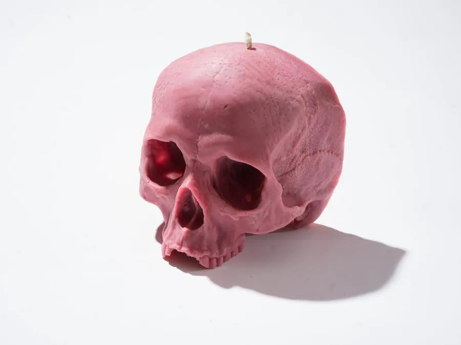 Rasberry Skull Candle without Mandible - Handmade at Sangha House