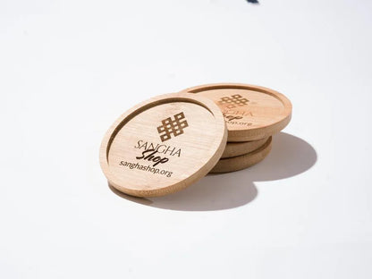 Sangha Shop Laser Engraved Coasters - Handmade at Sangha House