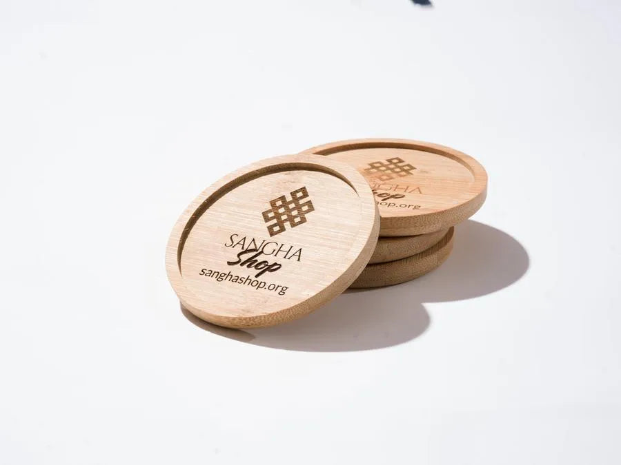 Sangha Shop Laser Engraved Coasters - Handmade at Sangha House