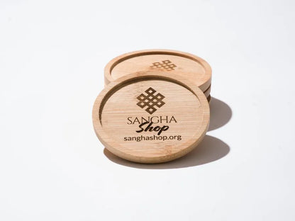 Sangha Shop Laser Engraved Coasters - Handmade at Sangha House